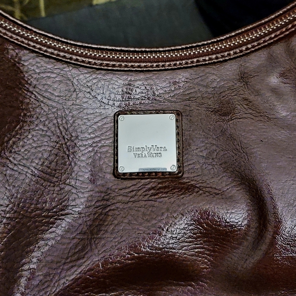 SV by Vera Wang Brown Metallic Leather Hobo Bag NWOT